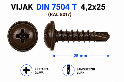 VIJAK DIN 7504 T 4,2x25 (RAL 8017)